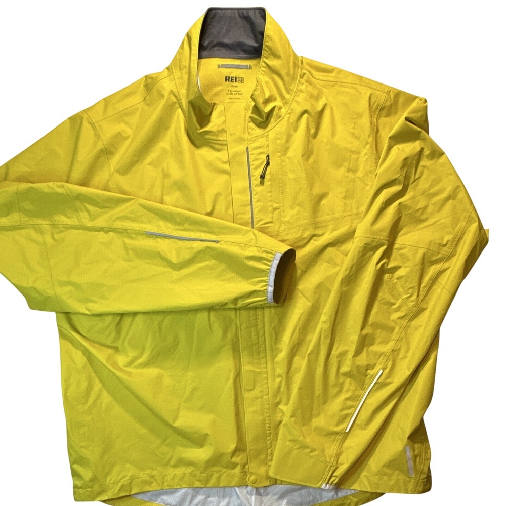REI Co-op Men's Yellow Rain Jacket XL Full Zip Water Resistant Nylon Shell